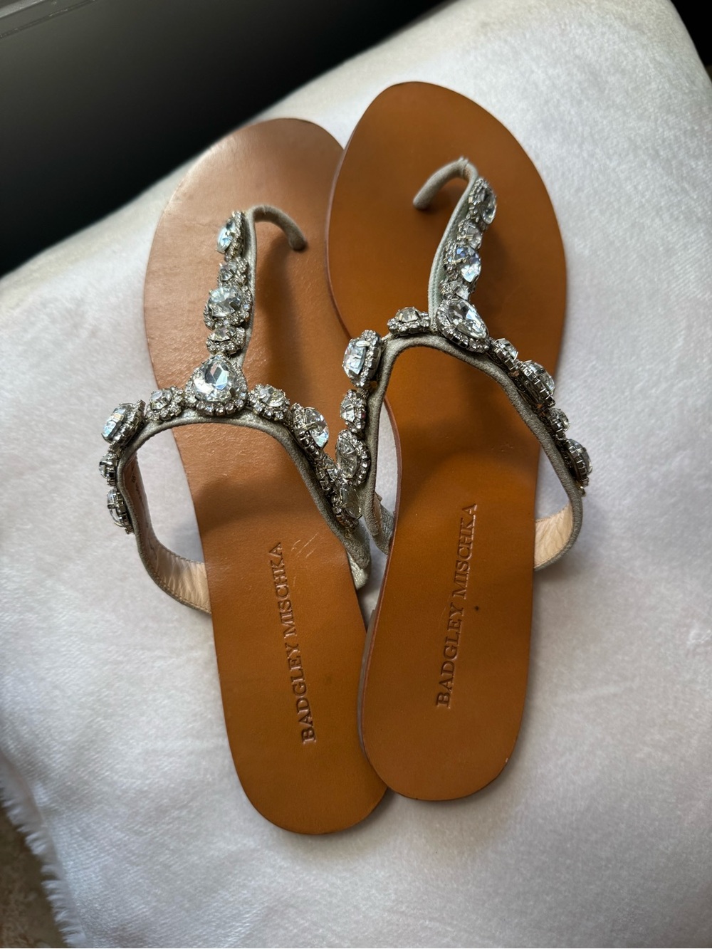 Badgley Mischka Embellished Thong Sandal